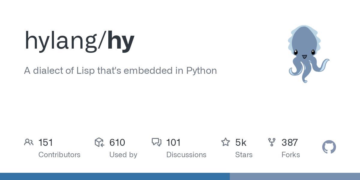 Hy is a multi-paradigm Lisp-style language that interops with Python ...